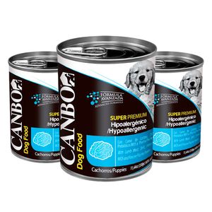 Paté Enlatado Cachorro Hipoalergénico Canbo Súper Premium 330g x3Un