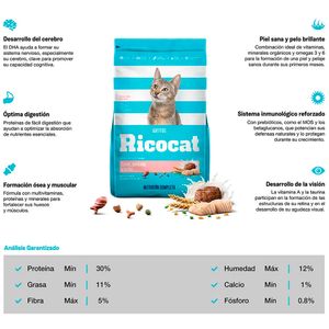 Comida para Gatitos Ricocat de Carne, Pescado y Leche Bolsa 500g x3