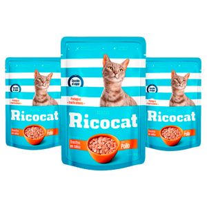Comida Enlatada para Gatos Ricocat Adultos de Salsa de Pollo 85g x3