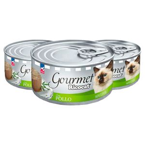 Comida Enlatada para Gato Ricocat Adulto Gourmet Paté de Pollo 85g x3
