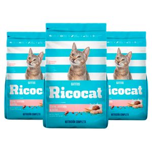 Comida para Gatitos Ricocat Carne Pescado y Leche Bolsa 1kg x3