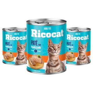 Comida Enlatada para Gato Ricocat Adulto de Hígado Y Pollo 330g x3