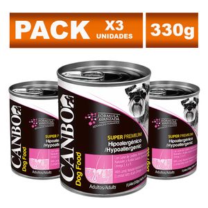 Pack Paté para Perros Adultos Canbo Súper Premium Hipoalergénico 330g 3 Unidades