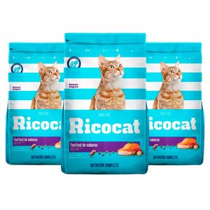 Comida para Gato Ricocat Adulto Festival de Sabores 500g x3