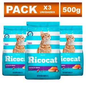 Comida para Gato Ricocat Adulto Festival de Sabores 500g x3
