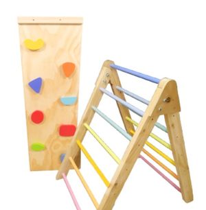 Triángulo Plegable Clásico + Rampa Reversible + Balancín Waldorf Antivuelco De Raiz Tonos pasteles