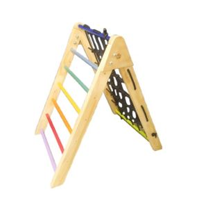 Pack Triángulo Plegable Malla + Rampa Reversible + Balancín Waldorf Antivuelco De Raiz Arco Iris
