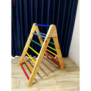 Triángulo Pikler Plegable Clásico + Rampa Reversible De Raiz Arco Iris