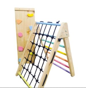 Triángulo Plegable Malla + Rampa Reversible + Balancín Waldorf Antivuelco De Raiz Tonos pasteles