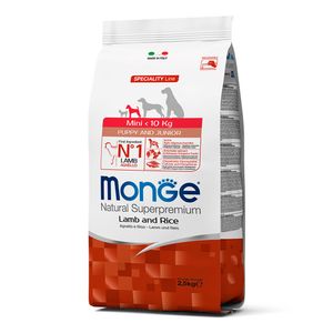 Comida Puppy and Junior Mini Monge Cordero y Arroz 2.5kg