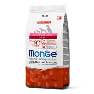 Comida para Perros Adultos Extra Small Monge Cordero Arroz y Papa 2.5kg