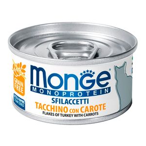 Pack Paté en Lata para Gato Monge Monoprotein Pavo y Zanahoria 80g 3un