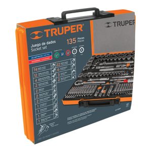 Juego de 135 herramientas 1/4", 3/8" y 1/2" std y mm Truper 13975