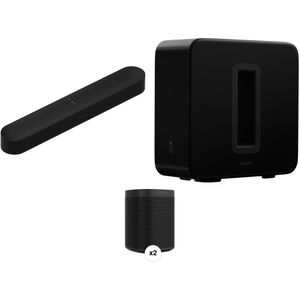 Sonos Beam Soundbar Gen 2, un par y kit de subwoofer inalámbrico Sub (negro)