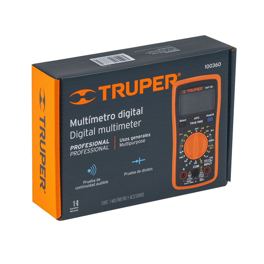 Multitester Multímetro Digital Profesional Truper Voltaje Resistencia ...