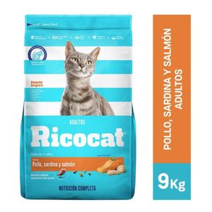 Comida para Gatos Ricocat Adultos Pollo Sardina y Salmón 9 Kg