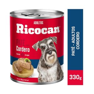 Comida Húmeda para Perros Ricocan Paté Lata Cordero Adultos 330 gr