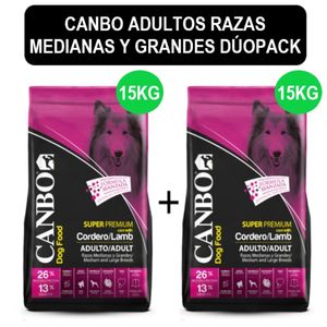 Comida para Perros Canbo Súper Premium Adulto Razas Medianas y Grandes Dúo Pack 15 Kg