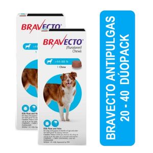 Antipulgas para Perros Bravecto 1000 mg 20 a 40 Kg Dúopack