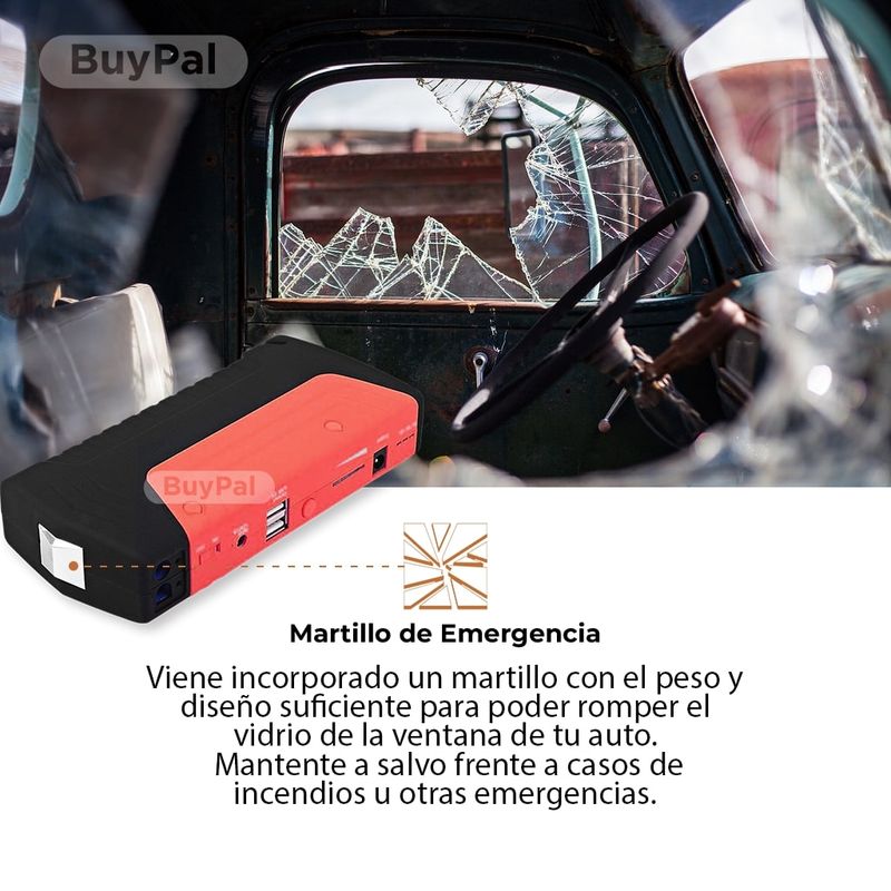 Arrancador Emergencia Multifunción Portátil Coche, Cargador