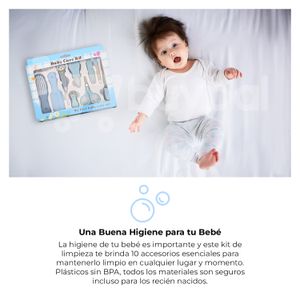 Set Higiene 10 Piezas Cuidado Manicure Bebe Multifuncional Set Bebes Azul