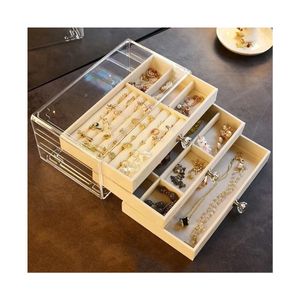 Joyero Organizador De Joyas Cofre Pulseras Relojes 3 Niveles Beigue