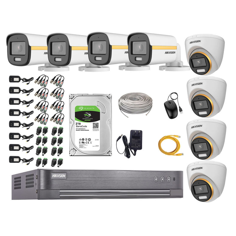 Kit 10 Cámaras De Seguridad Full Hd 1080P Hikvision Con Disco De 2TB, Cable  y accesorios completos