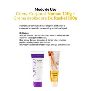 Crema Corporal Numae 110g + 2 Crema depiladora Dr Rashel 100g