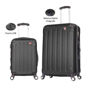 Set de 2 maletas de bodega Dukap Intely 51 y 71 cm, 4 ruedas, USB y balanza digital integrada, negro