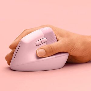 Mouse ergonómico inalámbrico vertical Logitech Lift bluetooth, 4000 dpi, 6 botones, usa pila, rosado