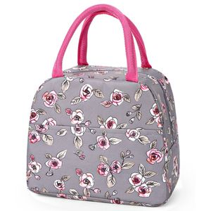 Lonchera Térmica Fiambrera Portátil Diseño Rosas Gris 83L