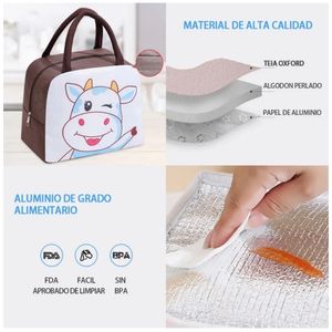 Lonchera Térmica Fiambrera para Niños Diseño Vaquita Marrón 76L
