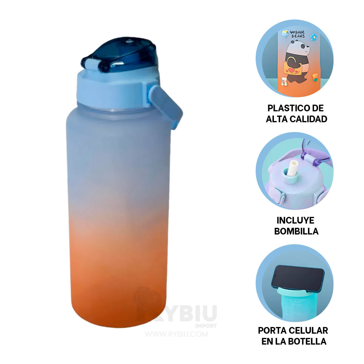 Tomatodo de plástico resistente para beber agua o colar té. Diseño oso.  Capacidad 450ml. Ideal para deporte al aire libre, Camping, suministros de  gimnasio. – Eiron Importaciones