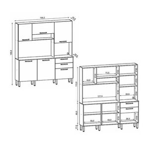 Mueble Alacena de Cocina New Ferrara 180cm MDP Kits Parana