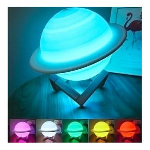 Humidificador Purificador Lampara con luces Led Saturno 3D Difusor