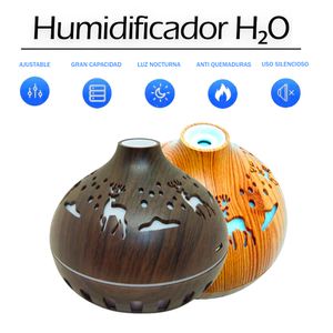 Humidificador Ultrasónido Marròn Renos Purificador Aroma Luz Led