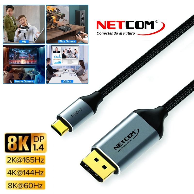 Cable Displayport a Displayport Netcom PVC Macho 3 Metros 4k DP a