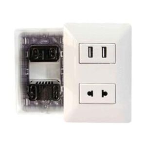 Tomacorriente Simple Universal + Usb Doble Bm1226tr Opalux