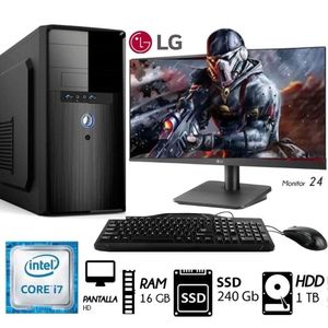Computadora Pc Intel Core i7 Monitor 24"LG Ram 16GB Disco 1TB Disco SSD 240GB Case 350W