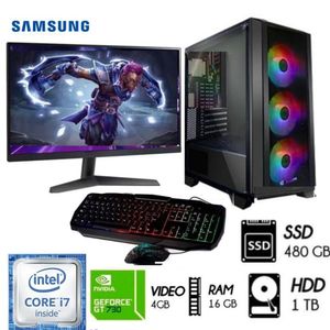 Computadora PC Gamer  Core i7 3.2 Ghz Ram 16GB Video GT 730 4GB Disco 1TB  SSD 480GB Monitor 24´´