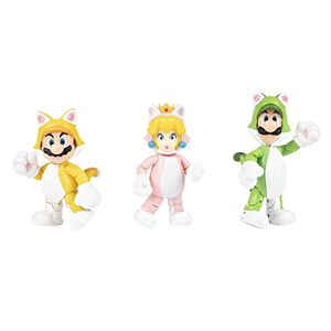 Super Mario Bros 4 pulgadas 3D pack Mario Luigi Peach gatos