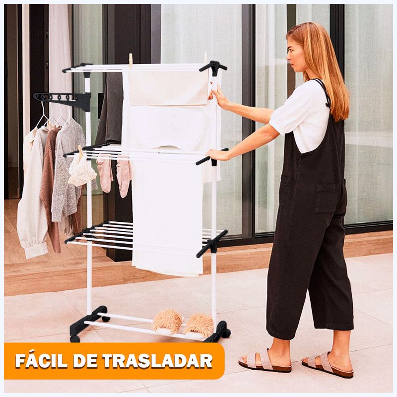 Tendedero Tendal Plegable de Ropa 3 Niveles Multifuncional 