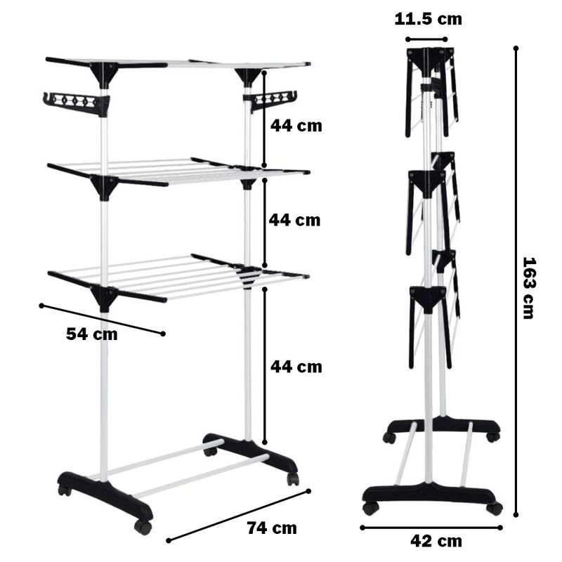 Tendedero Tendal Plegable de Ropa 3 Niveles Multifuncional 