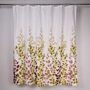 Cortina de Baño con Aros Orange 180x180cm Poly Leaves