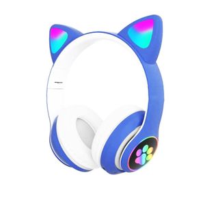 Audífono Bluetooth Gato con Luz Led Azúl