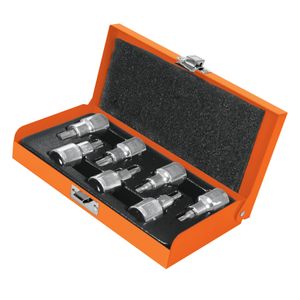 Juego de 7 Dados de Punta Torx Encastre 1/2" Estuche Metálico Truper 13928
