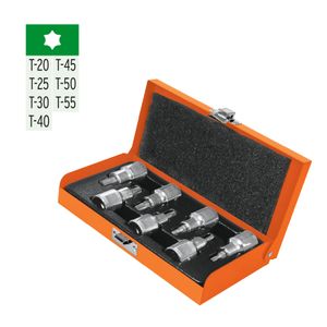 Juego de 7 Dados de Punta Torx Encastre 1/2" Estuche Metálico Truper 13928
