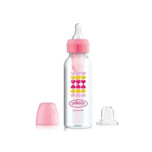 Biberón Dr Browns Kit De Transición 2 En 1 Boca Estrecha 8Oz/ 250Ml Corazones Rosados