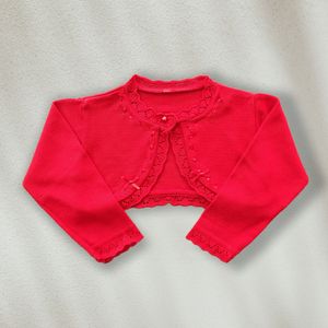 Bolero Little Chicks de Algodón para Niña Manga Larga Tejido