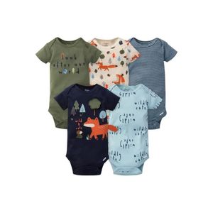 Pack 5 Bodys Gerber de Zorro Manga Corta Onesies para Bebé Niño